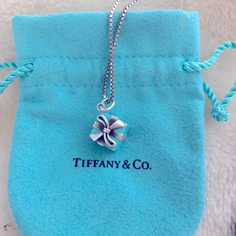 Tiffany blue enamel charm and dust bag